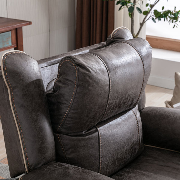 Bonzy Home 41" Wide Vintage Vegan Leather Dual Motor Power Recliner